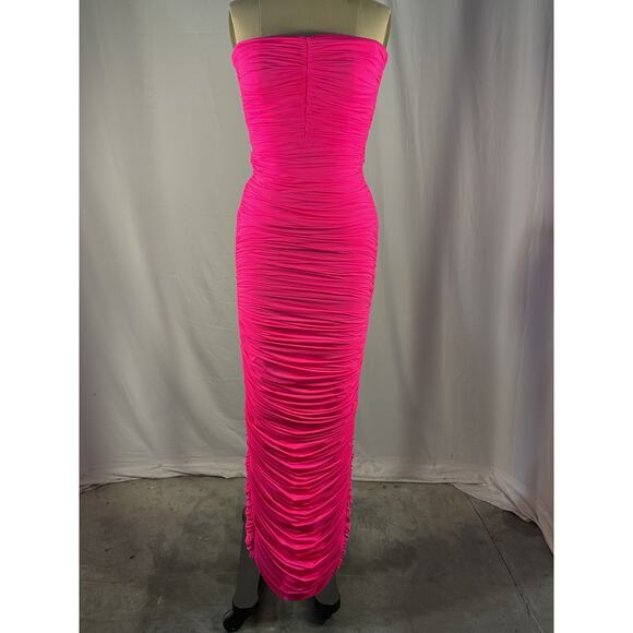 Alex Perry 'Haynes' Pink Nylon Strapless Gown With Gloves Size 10 - Picture 2 of 6
